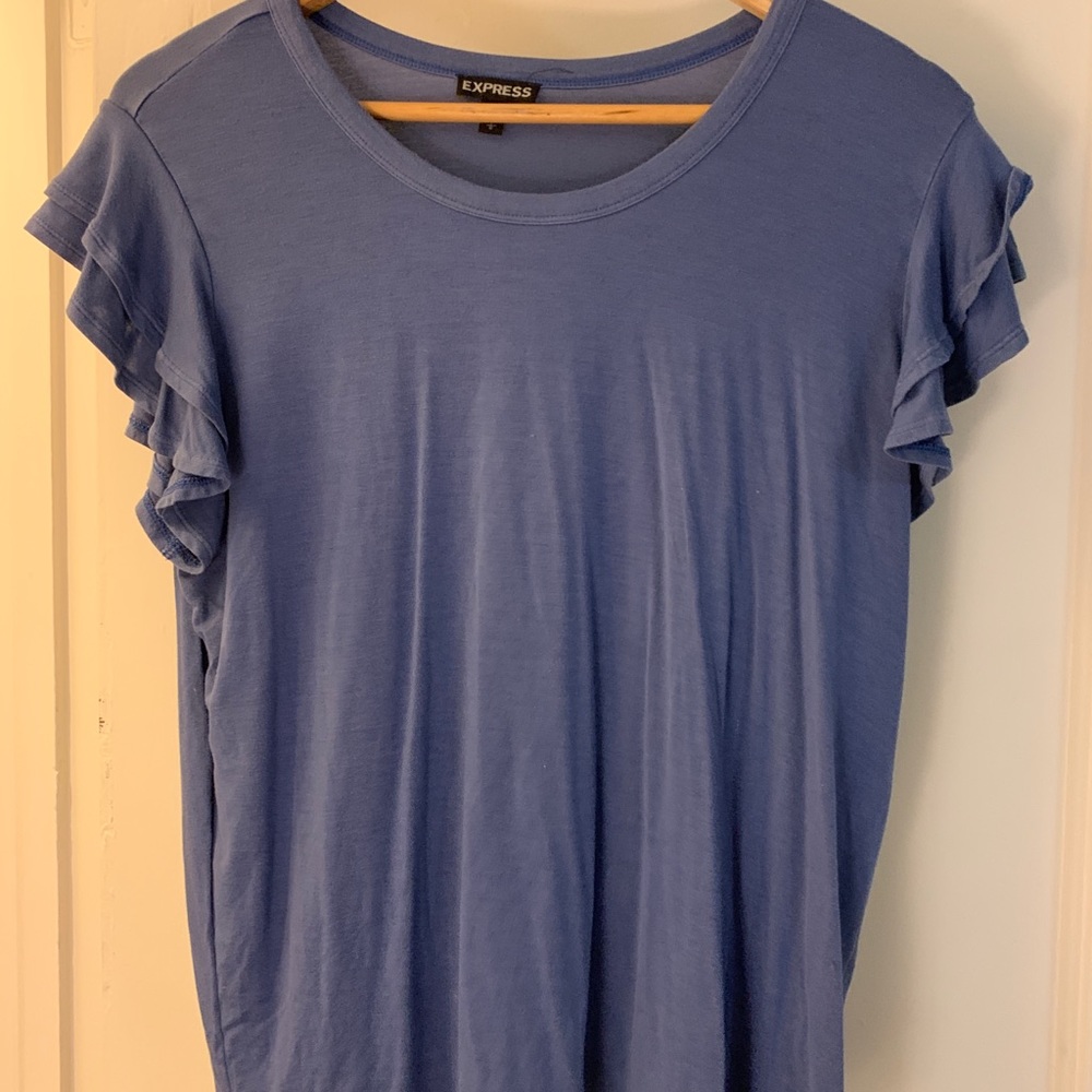 🔹Soft Blue Tee with Flouncy Sleeves🔹